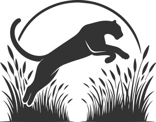 Vector animal drawing of a jaguar silhouette