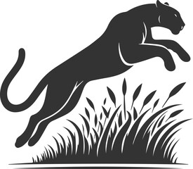 Vector animal drawing of a jaguar silhouette