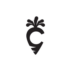 A minimalist carrot design with black and white color.