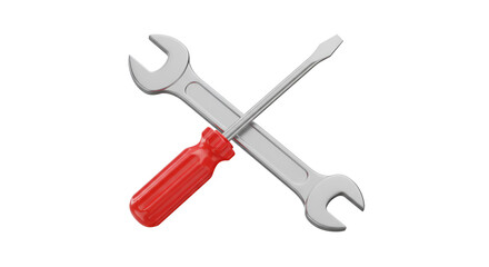 Tools Repair Fix Maintenance Wrench Screwdriver on white background