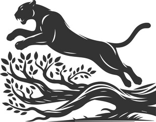 Vector animal drawing of a jaguar silhouette
