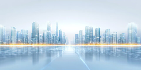 Transparent glass texture city skyline building platform product exhibition booth