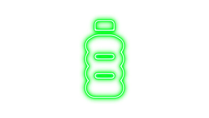 Glowing neon outline of a water bottle, Neon bottle water icon glow with transparent background