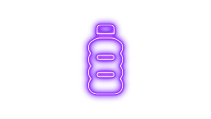 Glowing neon outline of a water bottle, Neon bottle water icon glow with transparent background