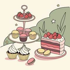 vector illustration of a cake