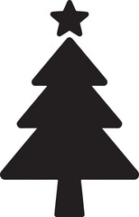 Classic Christmas tree with star silhouette vector in EPS format, ideal for festive cards, decor, crafts, and holiday-themed designs.