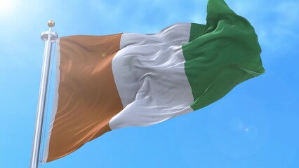Ivory Coast Realistic Waving Flag Animation Loop