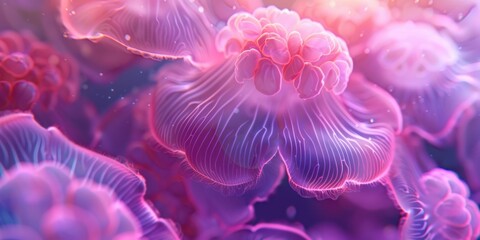colorful abstract flower jellyfish in water, sea creature, cute aquarium for design concept