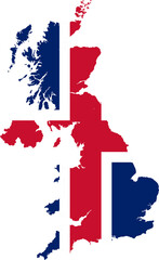 United Kingdom flag map illustration isolated on transparent background