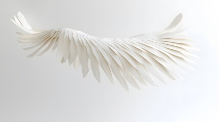 Abstract origami wings of pure white form a graceful display.