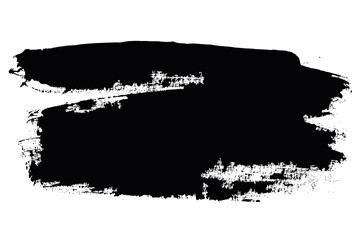 Abstract Black Hand Drawn Grunge Ink Brush Stroke. Creative paintbrush line with rough edges. Stain for backdrops. Freehand doodle line borders. Black splashes