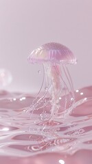 pearl and transparent crystal jellyfish floating in a pool of water