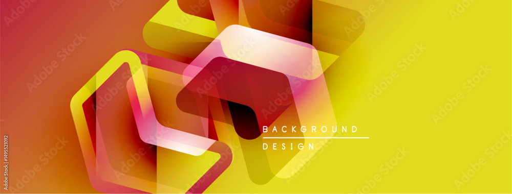 Poster abstract vibrant design. yellow, orange, red gradients create dynamic shapes. modern background for 
