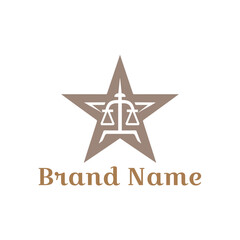 Abstract golden star logo vector illustration for holiday celebration design. Star weight scale logo. Very suitable for law and legal sector.