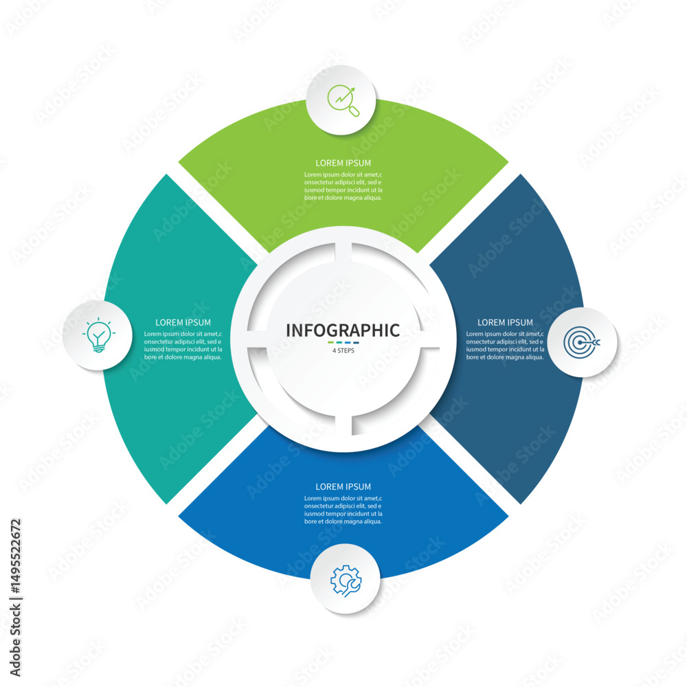 Poster business visualization infographic circle design template with 4 options, steps or processes. busine