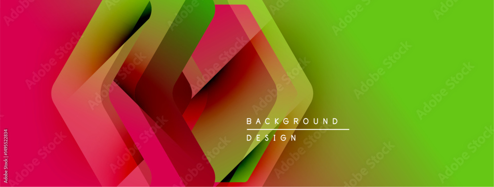 Leinwandbilder Abstract geometric layers overlap. Vivid colors create dynamic visual effect. Modern design elements suggest energy, movement.