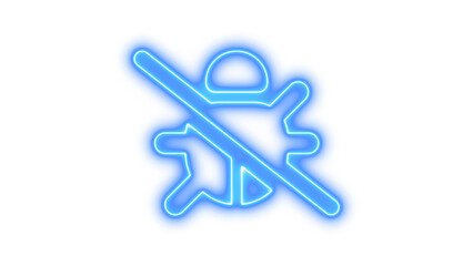 Glowing neon icon of a crossed-out bug symbol, representing antivirus or anti-malware protection, Neon bug slash