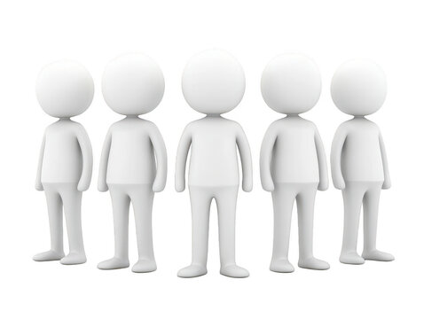Uniformity and order, 3d people figures standing in a perfectly aligned row 3d