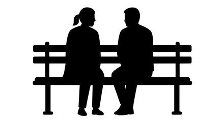 Bench Conversation Silhouette, Empathetic Dialogue Vector Icon
