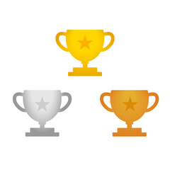 Winners cups. Gold, silver, bronze cup.