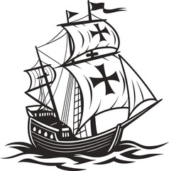 Oct 13 Columbus Day Silhouette Design Illustration. Columbus Day Silhouette Artwork for American Heritage. Patriotic Silhouette Design for Oct 13 Columbus Day