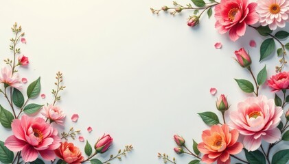 Fototapeta premium Subtle, repeating floral motif on a plain backdrop , retro, classic