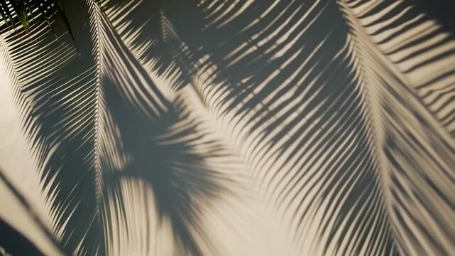 Tropical Silence: Palm Shadows on a Sunlit Wall

