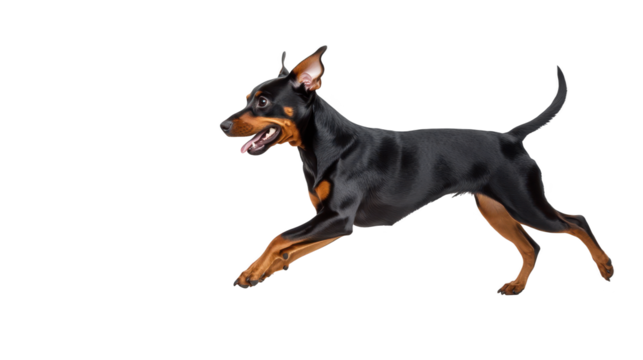 Dynamic dog in motion, a striking silhouette against dark background energetic