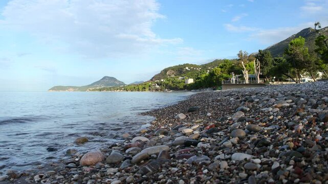 Morinig alk on the beach in Bar, montenegro
