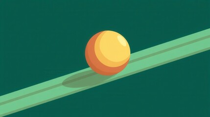 Yellow Ball Rolling on a Green Surface with a Soft Shadow Effect