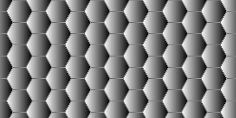 Grey cells pattern background. Scientific, technological molecular medical background. Polygon, hexagon, black, white, blue, honeycomb, hexagonal, 3d papercut, polygon, pattern.  Metallic, mesh, arts.