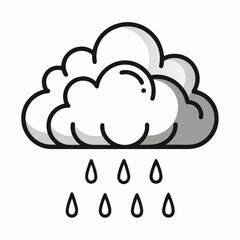 Simple Line Art Illustration of a Rain Cloud