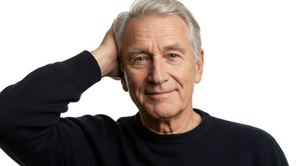 Obraz premium Portrait of a smiling man with hand behind his head