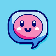 Cute Cartoon Speech Bubble with Happy Face Emoji Illustration