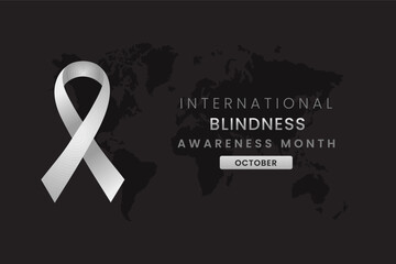 Blindness Awareness Month background design with White silk ribbon.