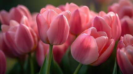 Fototapeta premium Close-up of pink tulip bouquet