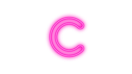 Glowing Neon Letter C, Neon c icon glow with transparent background