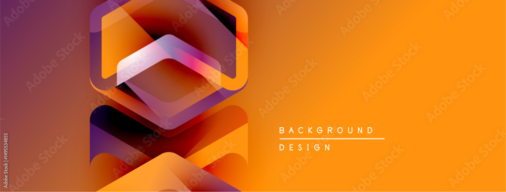 Leinwandbilder abstract geometric design. warm orange, purple hues create layered effect. modern banner or header i