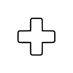 Obraz premium Simple Cross Icon Medical, Plus Sign, Add Symbol, Healthcare Graphic