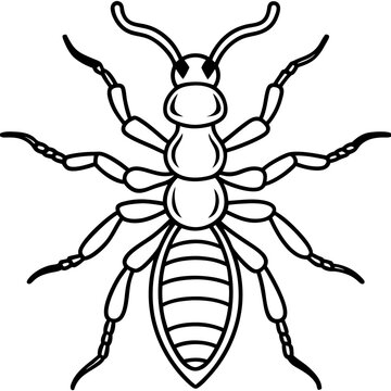 black ant outline drawing clip art preview