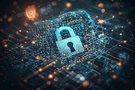 Cybersecurity background"
"Data protection concept"
"Digital lock security interface"
"Hacker and data network visualization"
"Cyber network technology background