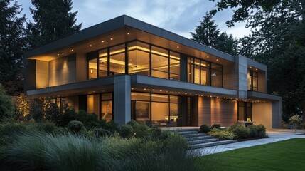 Fototapeta premium Contemporary home with LED overhead lights
