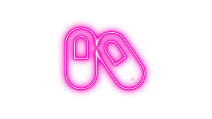 Neon outline of two overlapping capsules, Neon capsules icon glow with transparent background