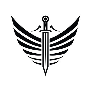 sword wing logo design silhouette concept idea