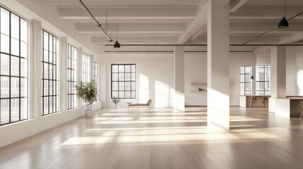 Empty office space with modern Scandinavian design background