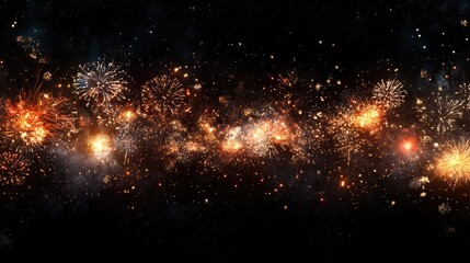 Fototapeta premium Fireworks outbreaks set against dark night sky