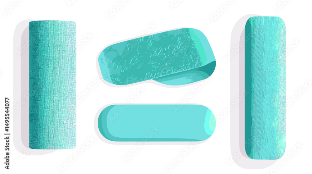 Poster dynamic arrangement of abstract aqua shaped elements with varied textures and curved forms