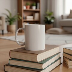 Fototapeta premium Ceramic Mug on Stack of Books