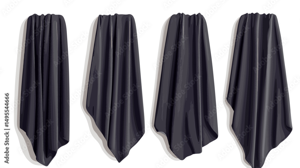 Poster Folds of Black Drapery Creating Elegant Textures and Shadows in Soft Light Setting