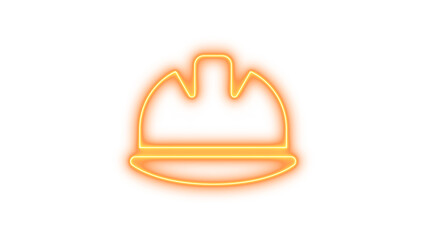 Neon Construction Helmet Icon, Neon helmet safety icon glow with transparent background